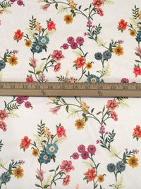 Off-White/Salmon/Olive Green/Multi 100% Polyester Wildflower Print Chiffon - NY Designer - 56W