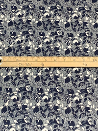 Dark Navy/White 100% Rayon Floral Print Sateen Challis 57W