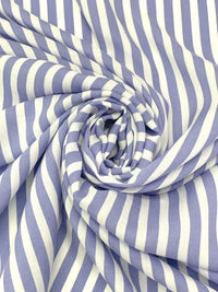 Queen Blue/White 100% Rayon Vertical Stripe Print Voile - NY Designer - 55W
