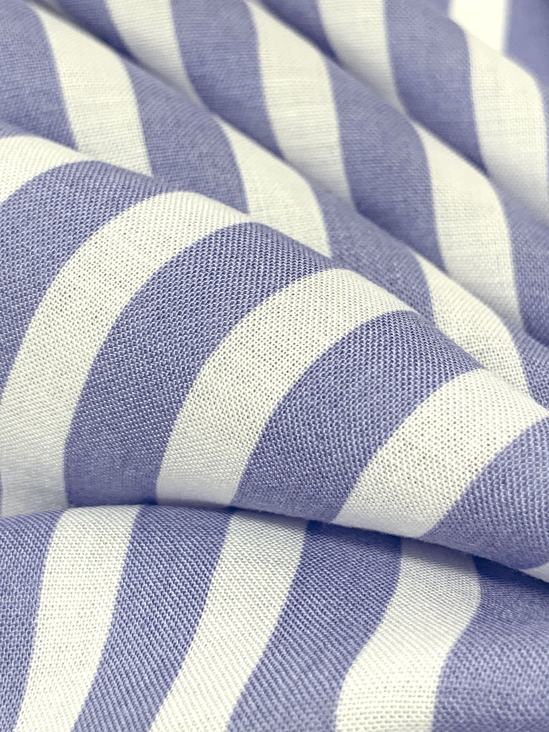 Queen Blue/White 100% Rayon Vertical Stripe Print Voile - NY Designer - 55W