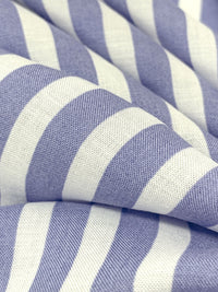 Queen Blue/White 100% Rayon Vertical Stripe Print Voile - NY Designer - 55W