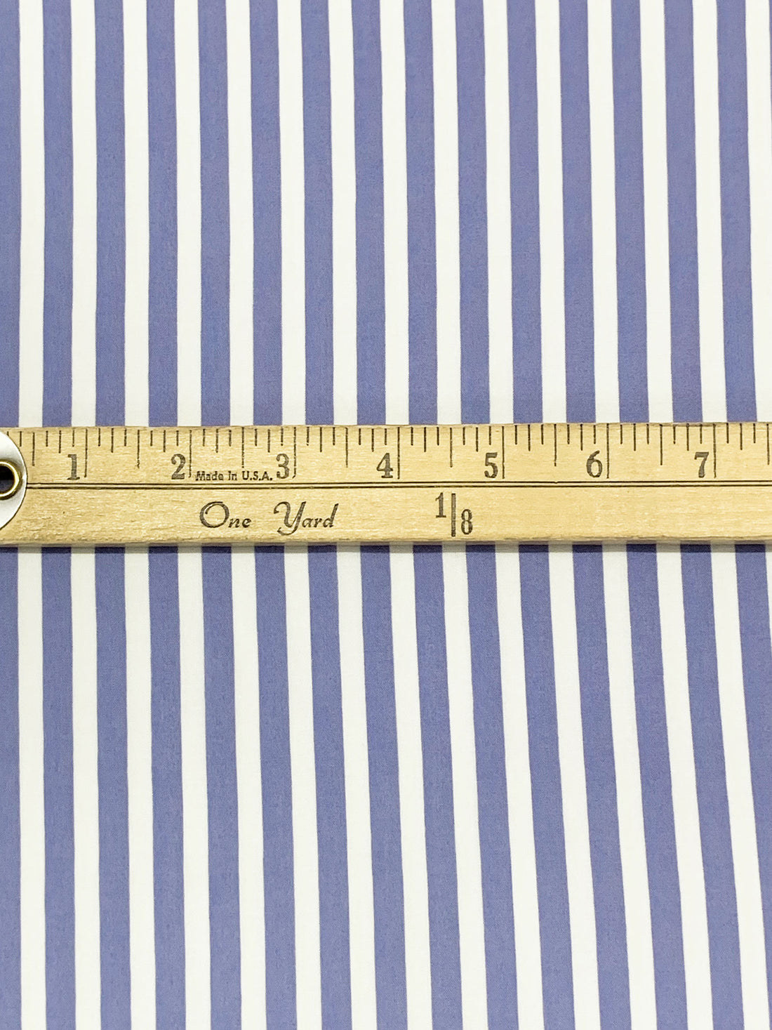 Queen Blue/White 100% Rayon Vertical Stripe Print Voile - NY Designer - 55W