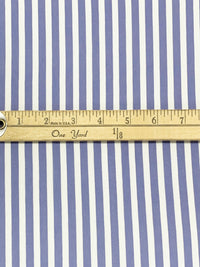 Queen Blue/White 100% Rayon Vertical Stripe Print Voile - NY Designer - 55W