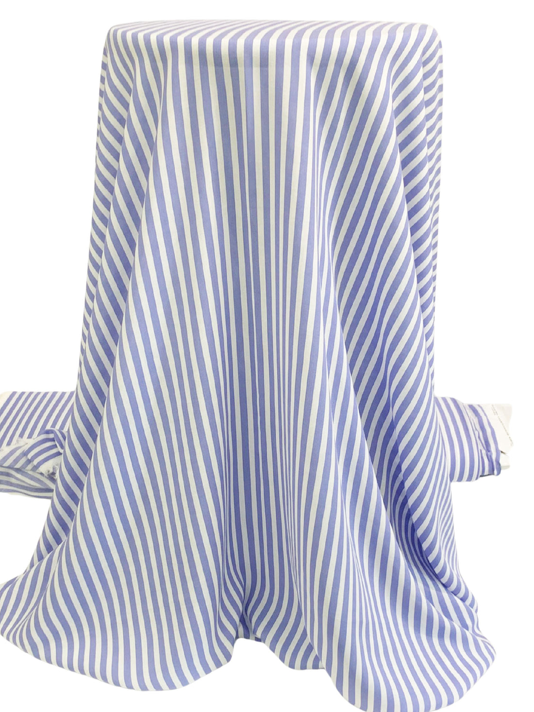 Queen Blue/White 100% Rayon Vertical Stripe Print Voile - NY Designer - 55W