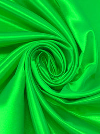 Lime Green 100% Polyester Satin Shantung - NY Designer - 58W