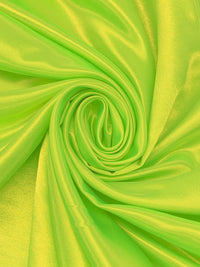 Bright Electric Lime 100% Polyester Satin Shantung - NY Designer - 58W