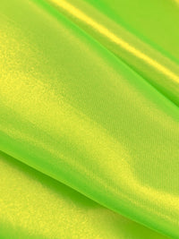 Bright Electric Lime 100% Polyester Satin Shantung - NY Designer - 58W