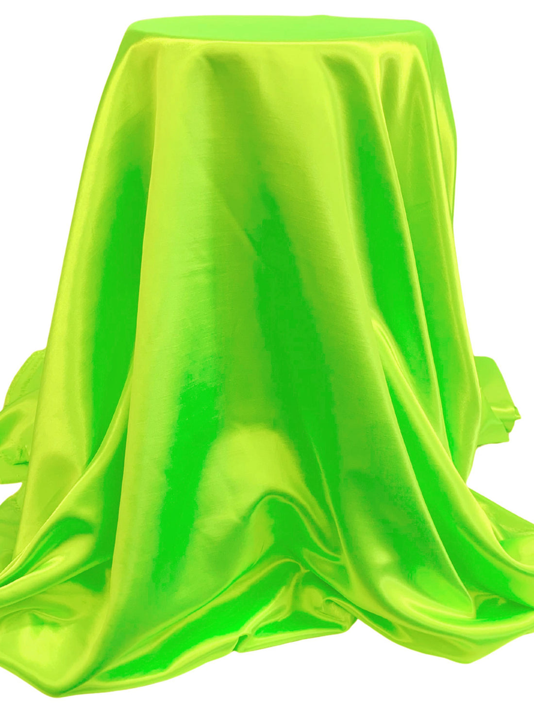 Bright Electric Lime 100% Polyester Satin Shantung - NY Designer - 58W
