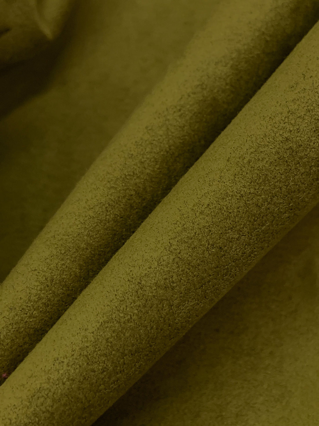 Mustard Green 100% Polyurethane Light Weight Ultra Suede - NY Designer - 46W