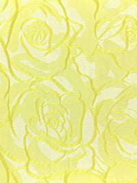 Canary Yellow/Off-White 100% Polyester Floral Weave Brocade - NY Designer - 61W