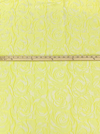Canary Yellow/Off-White 100% Polyester Floral Weave Brocade - NY Designer - 61W