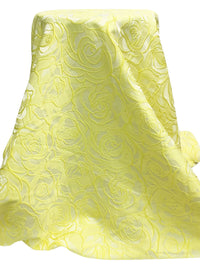 Canary Yellow/Off-White 100% Polyester Floral Weave Brocade - NY Designer - 61W