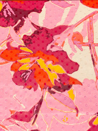 Cherry Blossom Pink/Orange Nectar/Multi 100% Polyester Floral Print Swiss Dot Chiffon - NY Designer - 57W