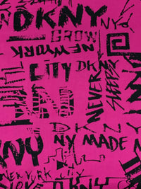 Magenta Pink/Black 100% Polyester Designer Print Washed Charmeuse - NY Designer - 58W