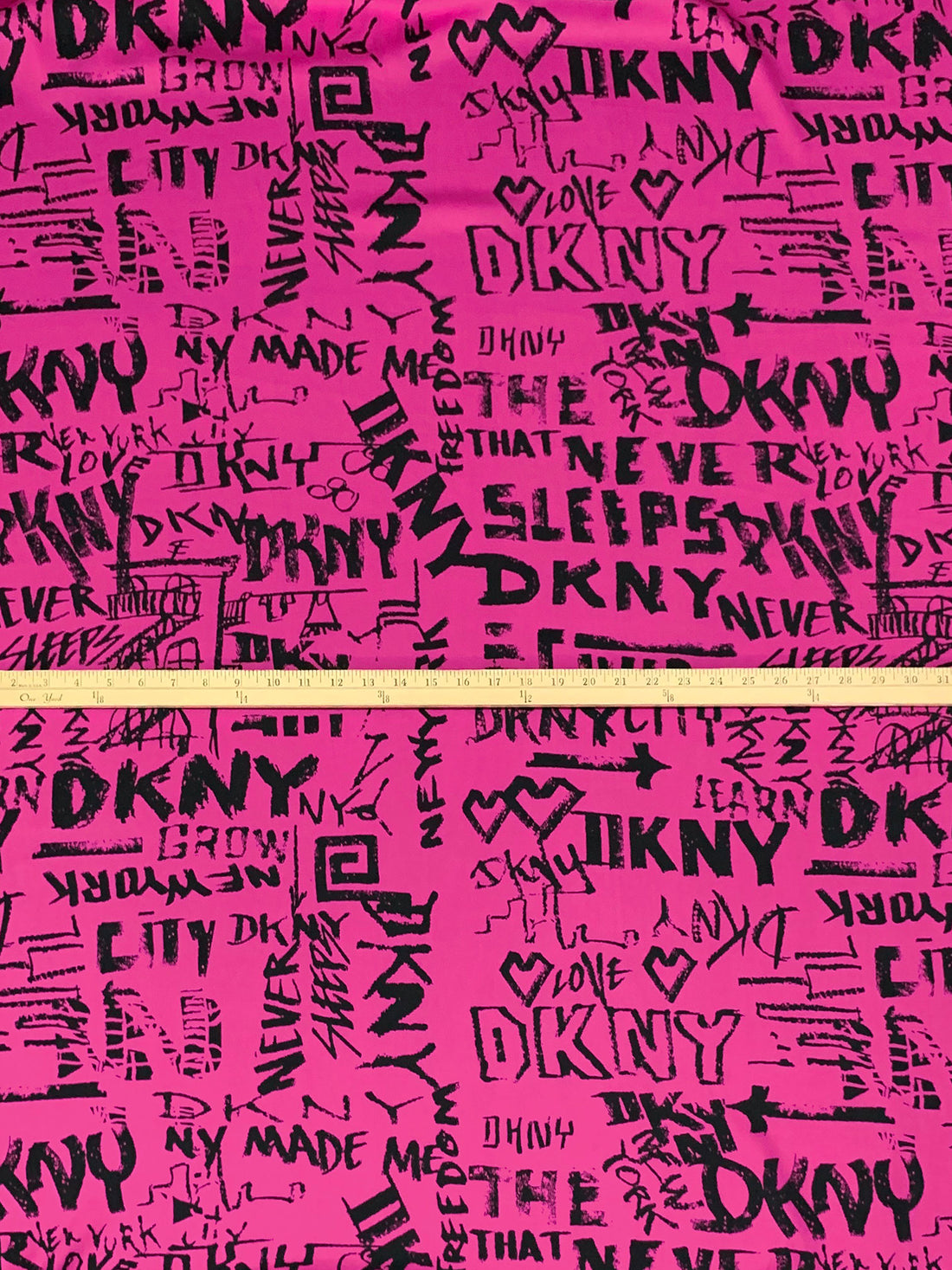 Magenta Pink/Black 100% Polyester Designer Print Washed Charmeuse - NY Designer - 58W