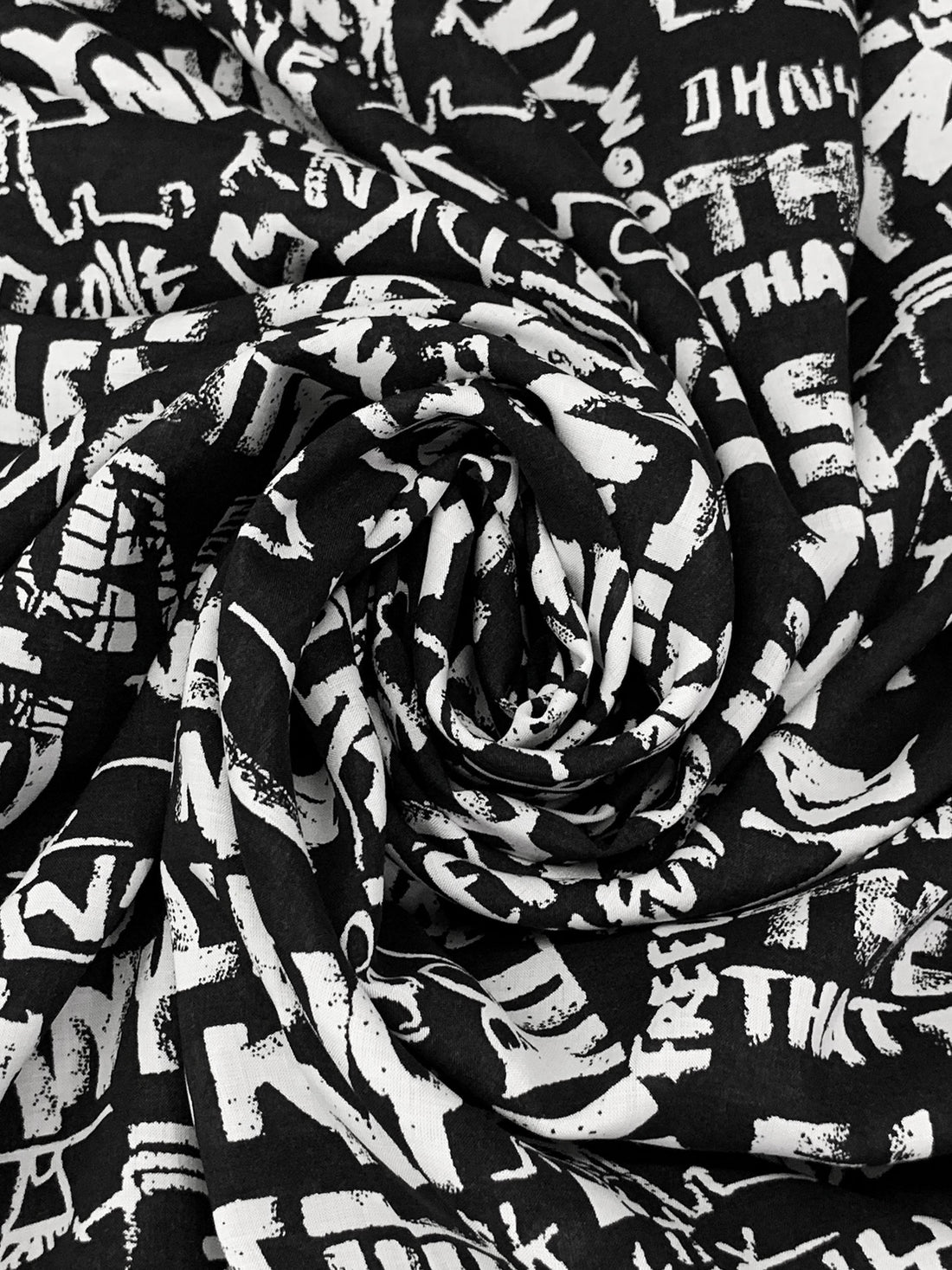 Black/White 100% Rayon Designer Print Voile - NY Designer - 51W