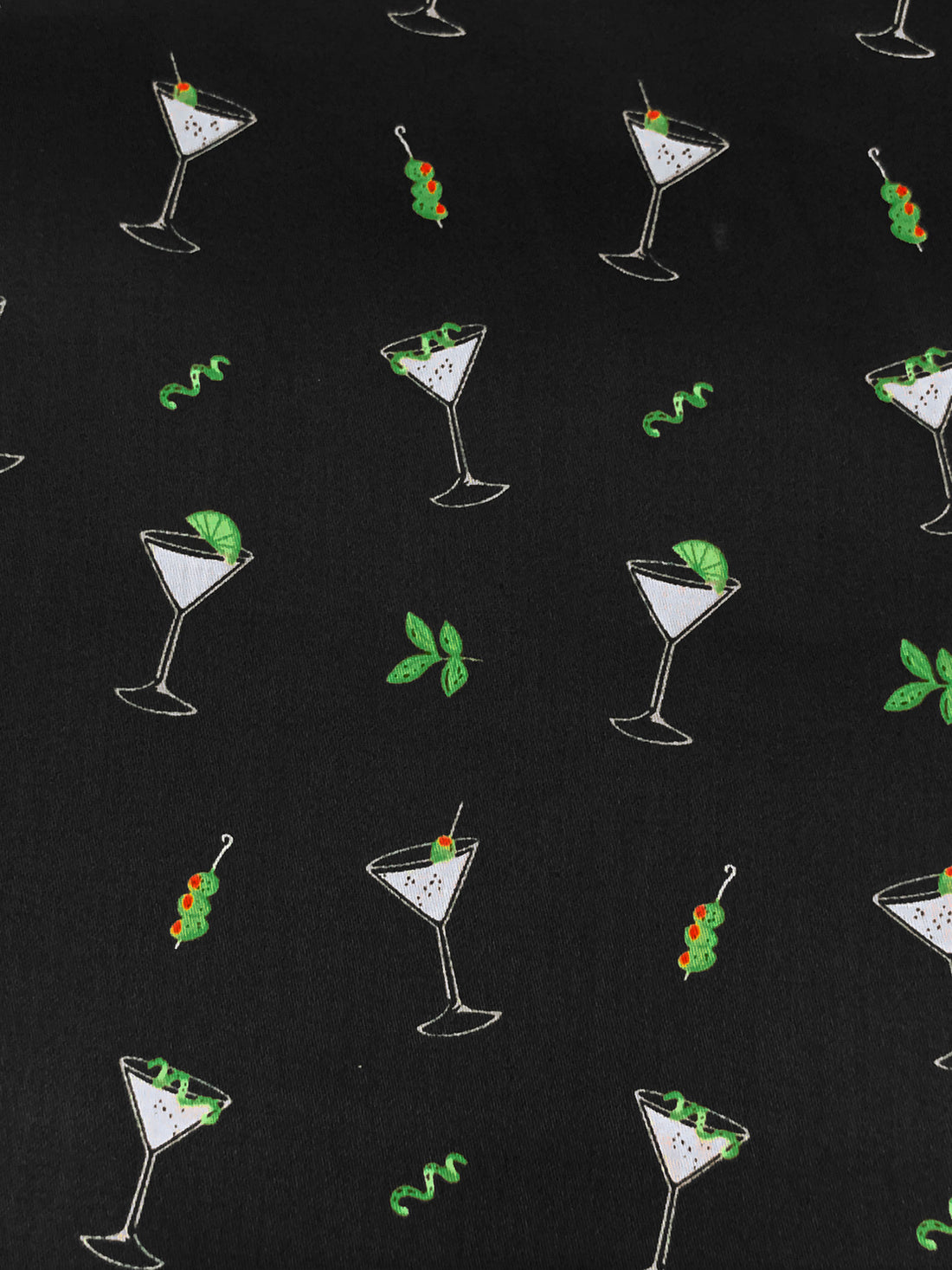 Black/Polar Ice/Olivine/Multi 100% Cotton Cocktail Print Sateen Shirting - NY Designer - 57W