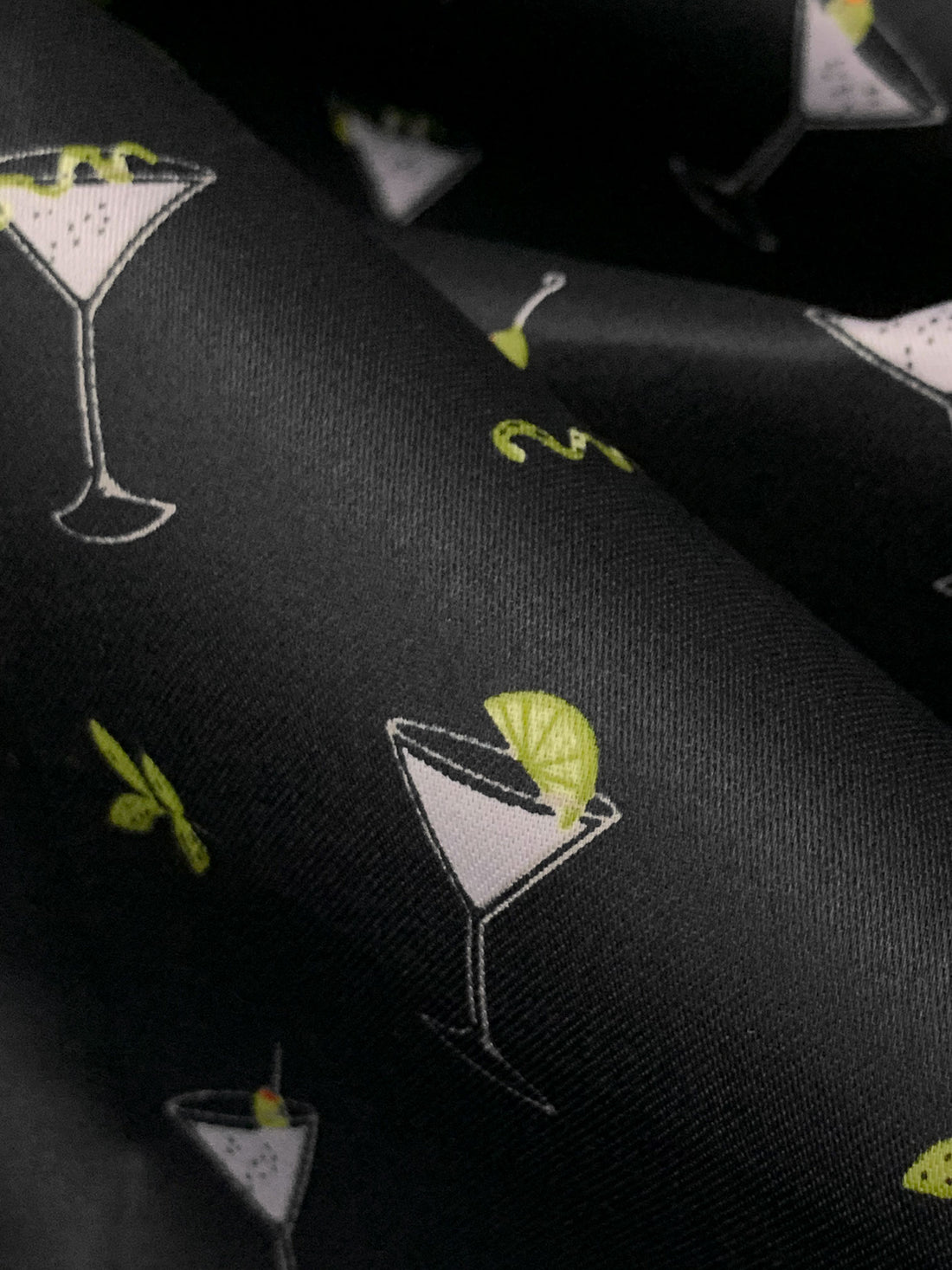 Black/Polar Ice/Olivine/Multi 100% Cotton Cocktail Print Sateen Shirting - NY Designer - 57W