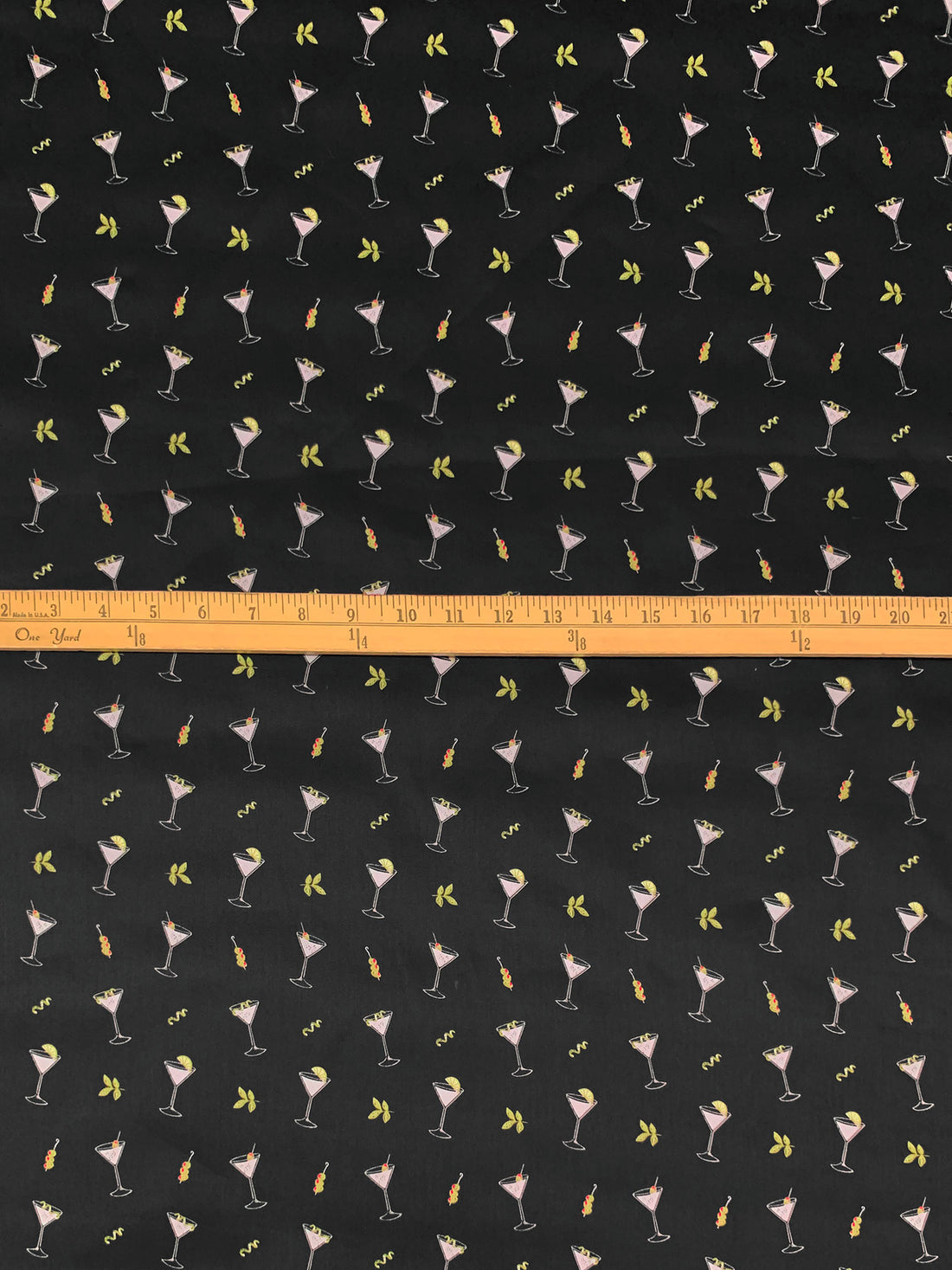 Black/Polar Ice/Olivine/Multi 100% Cotton Cocktail Print Sateen Shirting - NY Designer - 57W