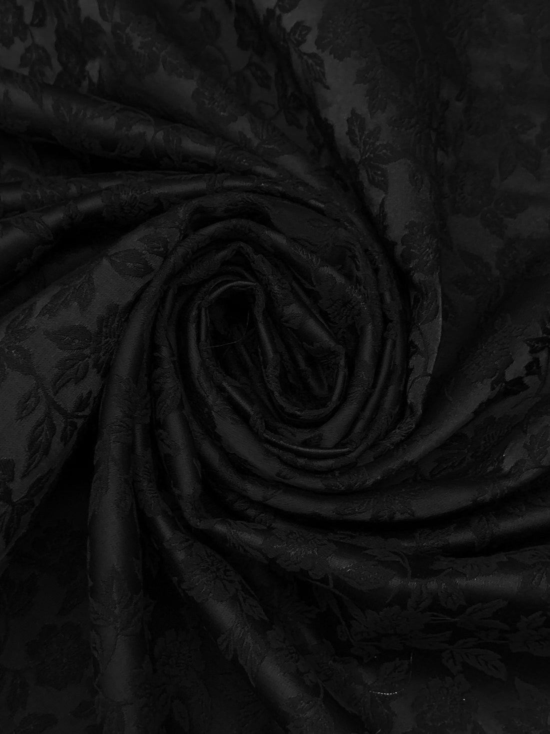 Black Polyester/Rayon Floral Weave Satin Jacquard - NY Designer - 51W