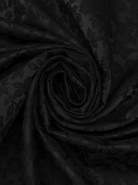 Black Polyester/Rayon Floral Weave Satin Jacquard - NY Designer - 51W