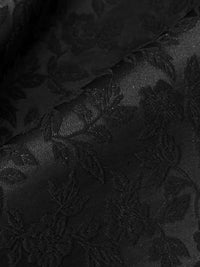 Black Polyester/Rayon Floral Weave Satin Jacquard - NY Designer - 51W
