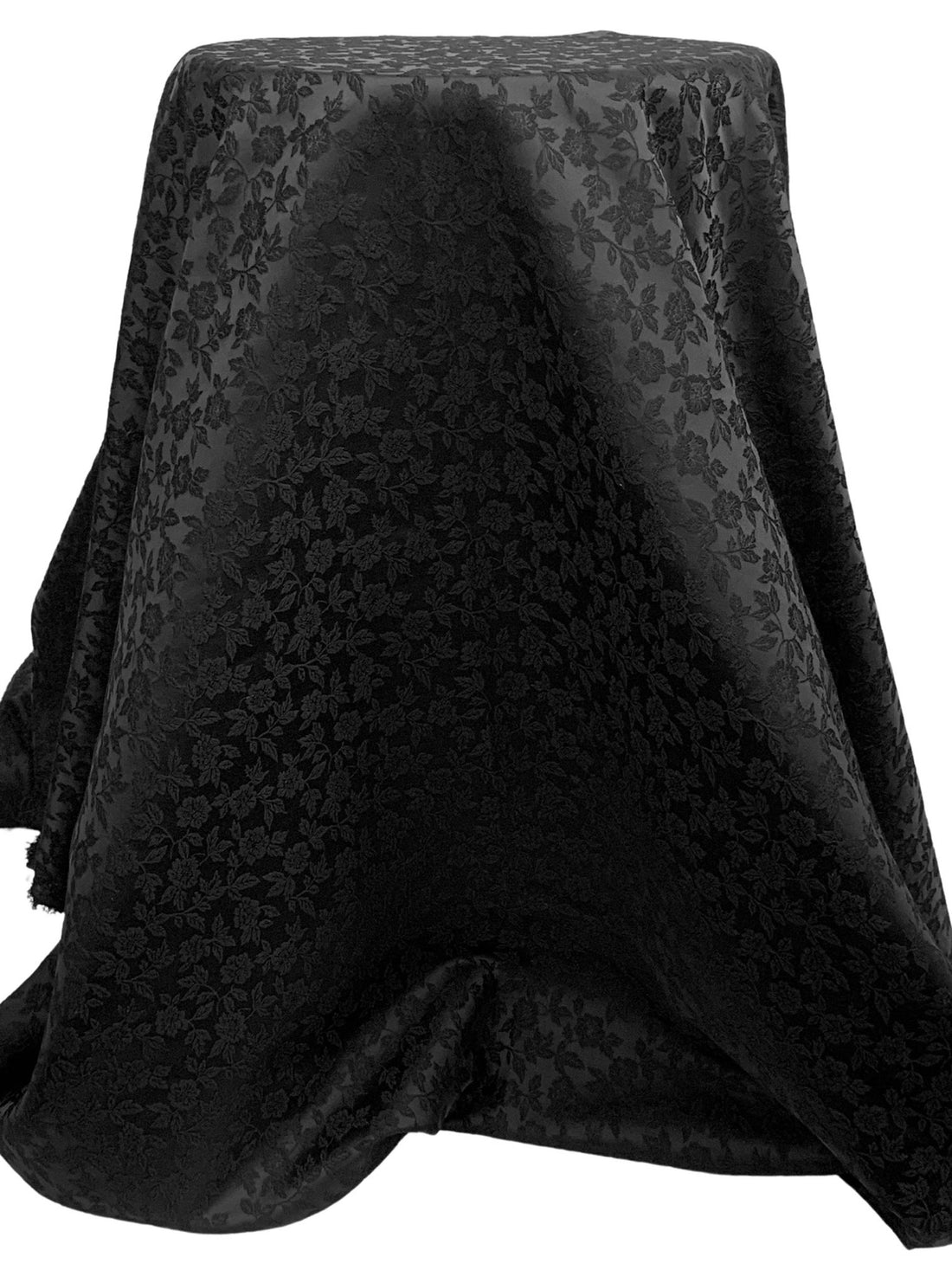 Black Polyester/Rayon Floral Weave Satin Jacquard - NY Designer - 51W