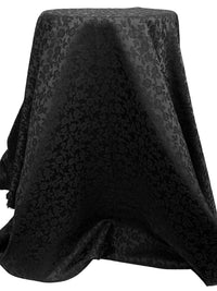 Black Polyester/Rayon Floral Weave Satin Jacquard - NY Designer - 51W