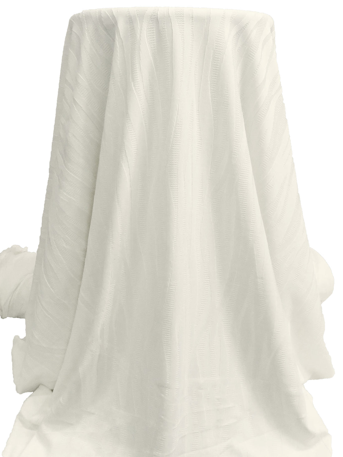 Warm White Polyester/Lycra Abstract Animal Weave Jacquard Double Knit 60W