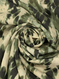 Rifle Green/Beige/Black Rayon/Nylon Abstract Print Crepe Blouse Weight Woven 56W