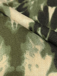 Rifle Green/Beige/Black Rayon/Nylon Abstract Print Crepe Blouse Weight Woven 56W