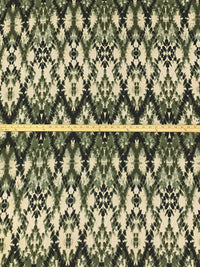 Rifle Green/Beige/Black Rayon/Nylon Abstract Print Crepe Blouse Weight Woven 56W
