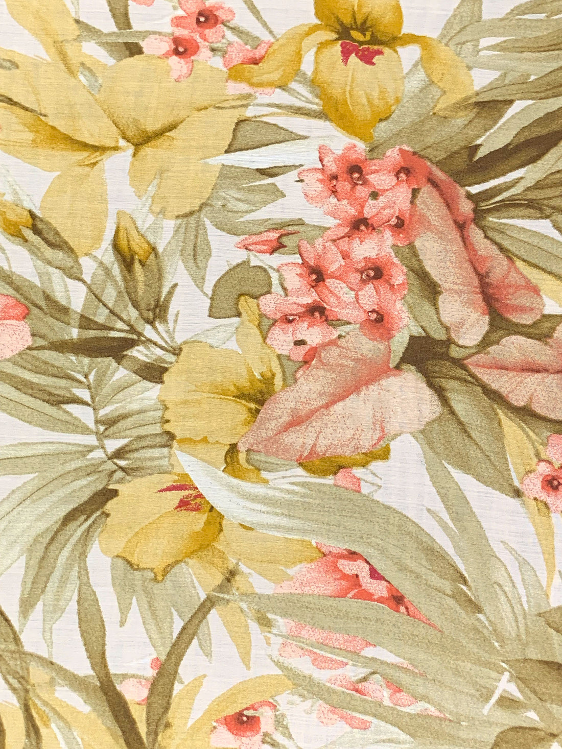 Tan/Off-White/Straw/Multi Tencel/Nylon Floral Print Lawn 59W