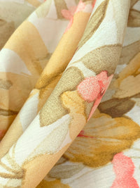 Tan/Off-White/Straw/Multi Tencel/Nylon Floral Print Lawn 59W