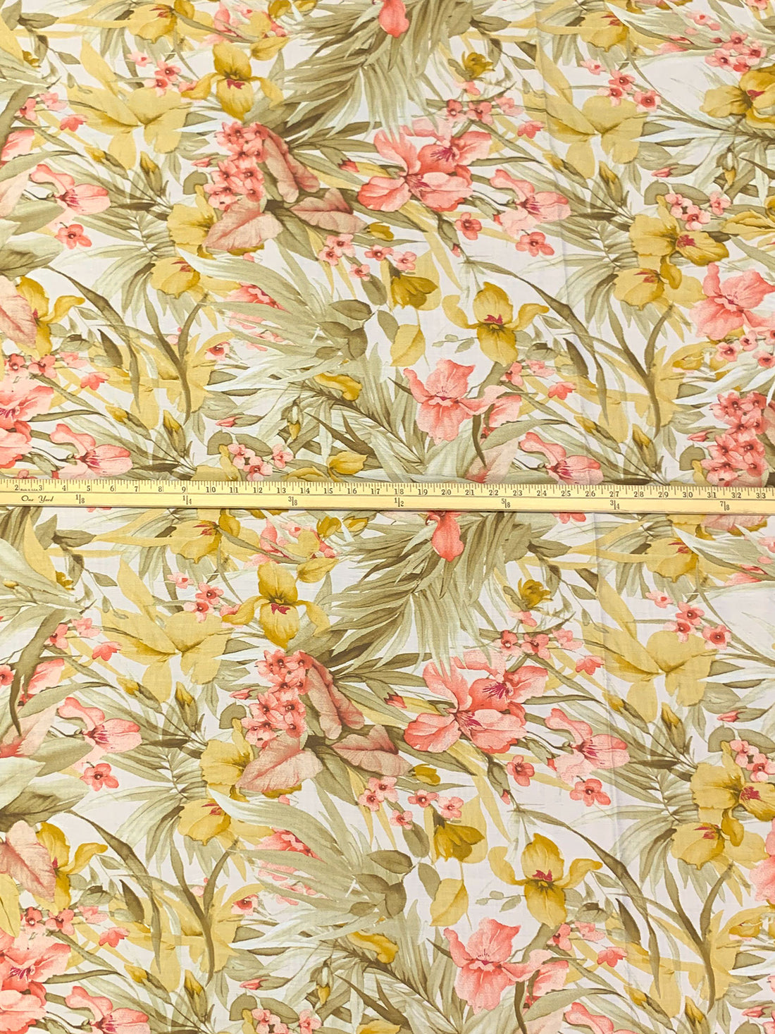 Tan/Off-White/Straw/Multi Tencel/Nylon Floral Print Lawn 59W