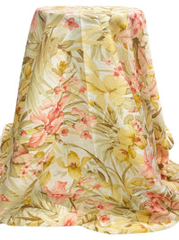 Tan/Off-White/Straw/Multi Tencel/Nylon Floral Print Lawn 59W