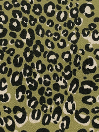 Sage Green/Black/Palest Pink 100% Rayon Animal Print Crepe Challis 55W