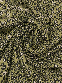 Sage Green/Black/Palest Pink 100% Rayon Animal Print Crepe Challis 55W
