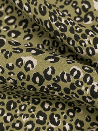 Sage Green/Black/Palest Pink 100% Rayon Animal Print Crepe Challis 55W