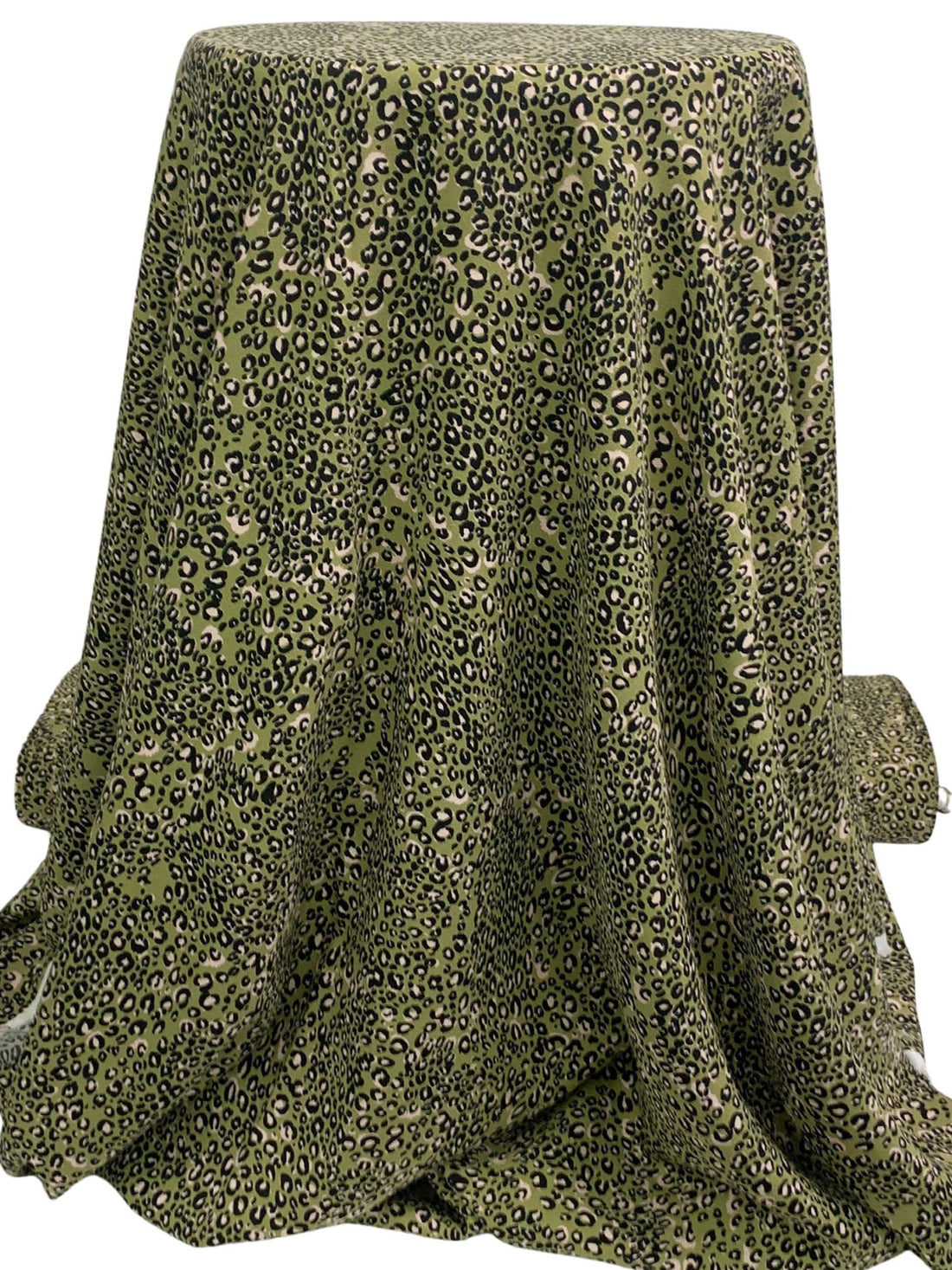 Sage Green/Black/Palest Pink 100% Rayon Animal Print Crepe Challis 55W