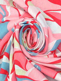 Cherry Blossom Pink/Light Cobalt Blue/Red/Multi Rayon/Linen Floral Print Mid-Weight Woven 53W