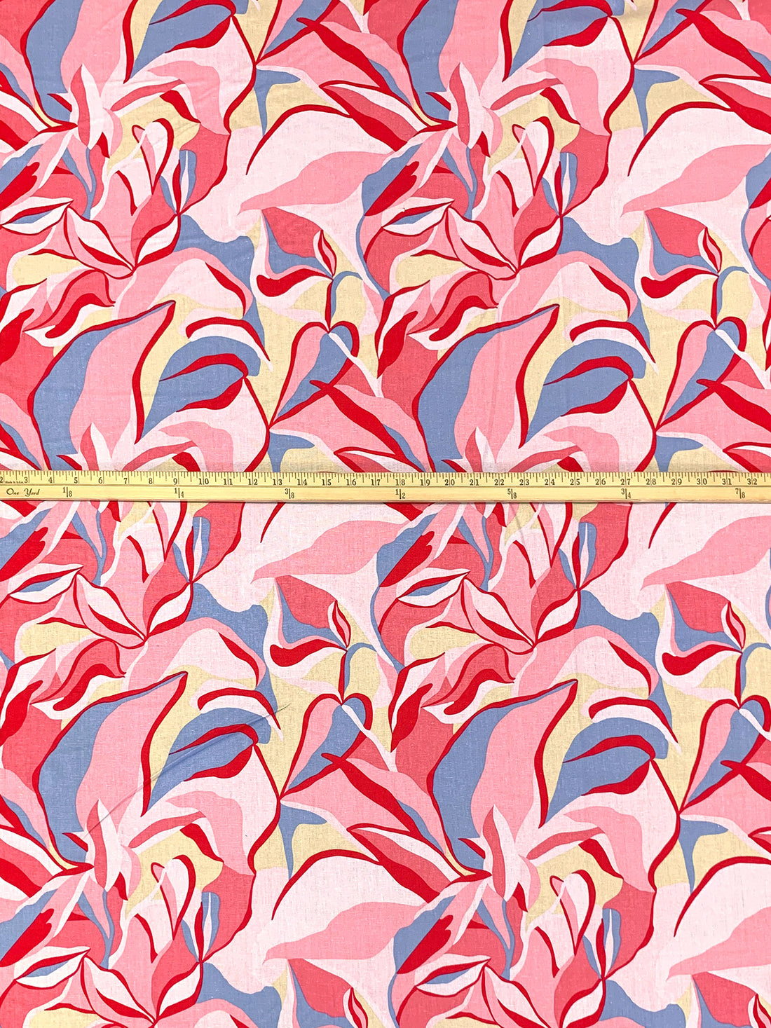 Cherry Blossom Pink/Light Cobalt Blue/Red/Multi Rayon/Linen Floral Print Mid-Weight Woven 53W