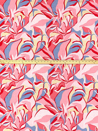 Cherry Blossom Pink/Light Cobalt Blue/Red/Multi Rayon/Linen Floral Print Mid-Weight Woven 53W