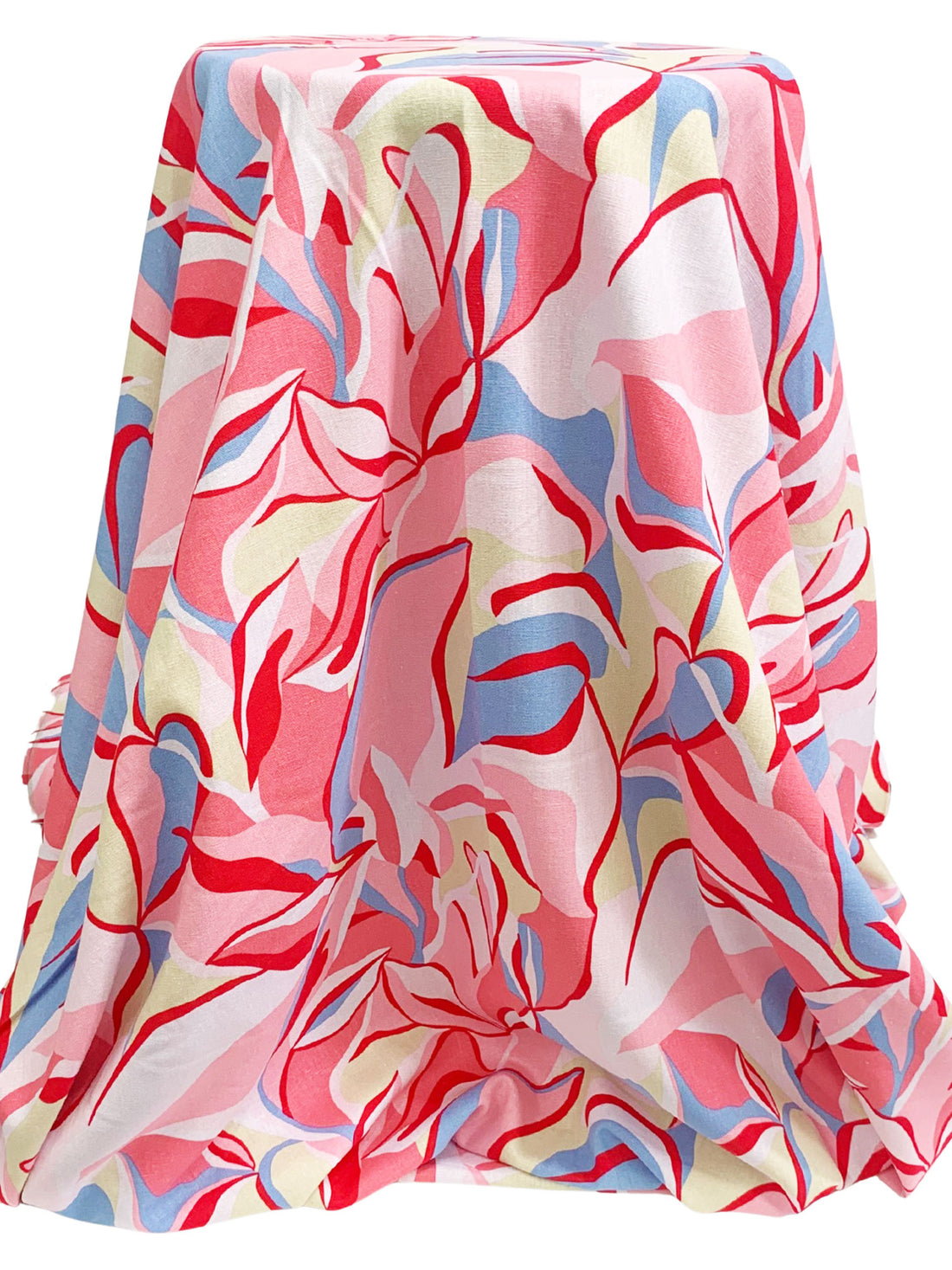 Cherry Blossom Pink/Light Cobalt Blue/Red/Multi Rayon/Linen Floral Print Mid-Weight Woven 53W