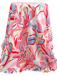 Cherry Blossom Pink/Light Cobalt Blue/Red/Multi Rayon/Linen Floral Print Mid-Weight Woven 53W