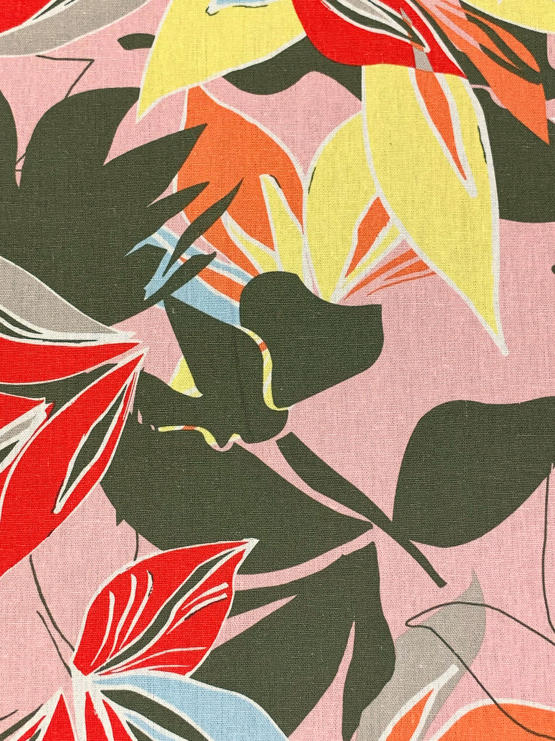 Rosebud Pink/Red/Crystal Blue/Multi Rayon/Linen Floral Print Mid-Weight Woven 53W