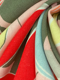 Rosebud Pink/Red/Crystal Blue/Multi Rayon/Linen Floral Print Mid-Weight Woven 53W