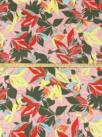 Rosebud Pink/Red/Crystal Blue/Multi Rayon/Linen Floral Print Mid-Weight Woven 53W