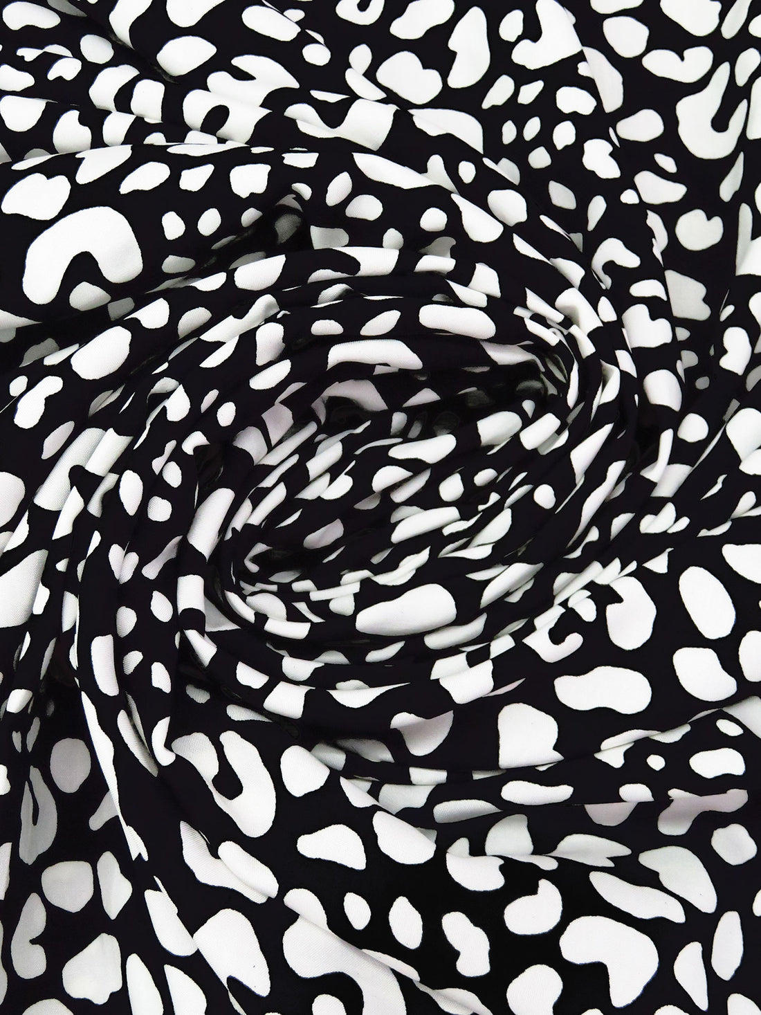 Black/White 100% Rayon Animal Spot Print Challis 55W