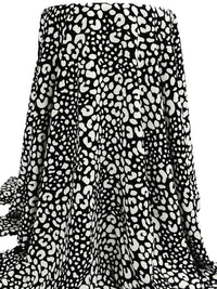 Black/White 100% Rayon Animal Spot Print Challis 55W